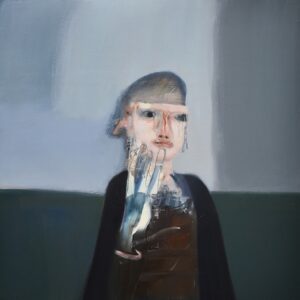'Leaving', Matt Hardman, Oil & spray paint on board, 61 x 61 cm