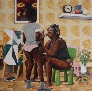 'Dear Mom', Richard Mensah, Oil on Cotton, 100 x 100 cm