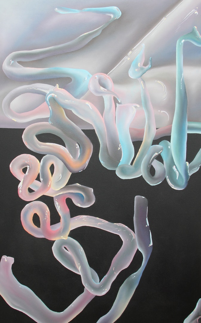 'Essential 2', Rose Parker, Oil and spray paint on canvas, 110 x 75 cm