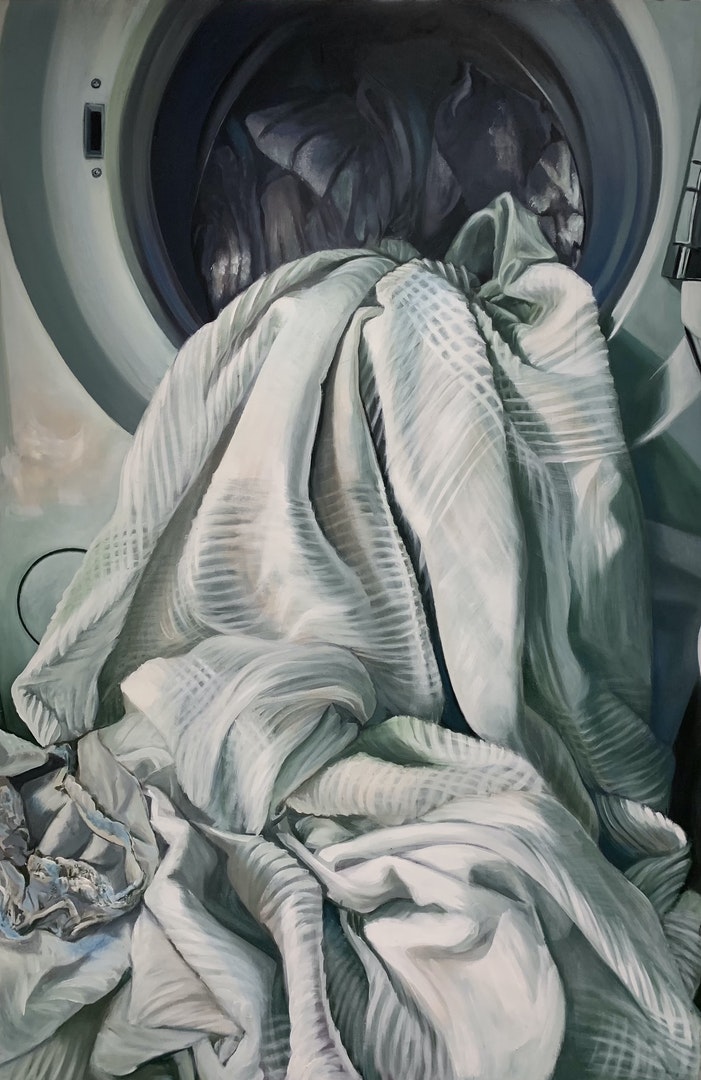 'Airing my dirty laundry', Ruth Swain, Oil on board, 89 x 59 cm