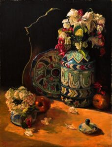 'Blue Pottery', Zahrah Azhar, Oil on canvas, 82.5 x 62 cm