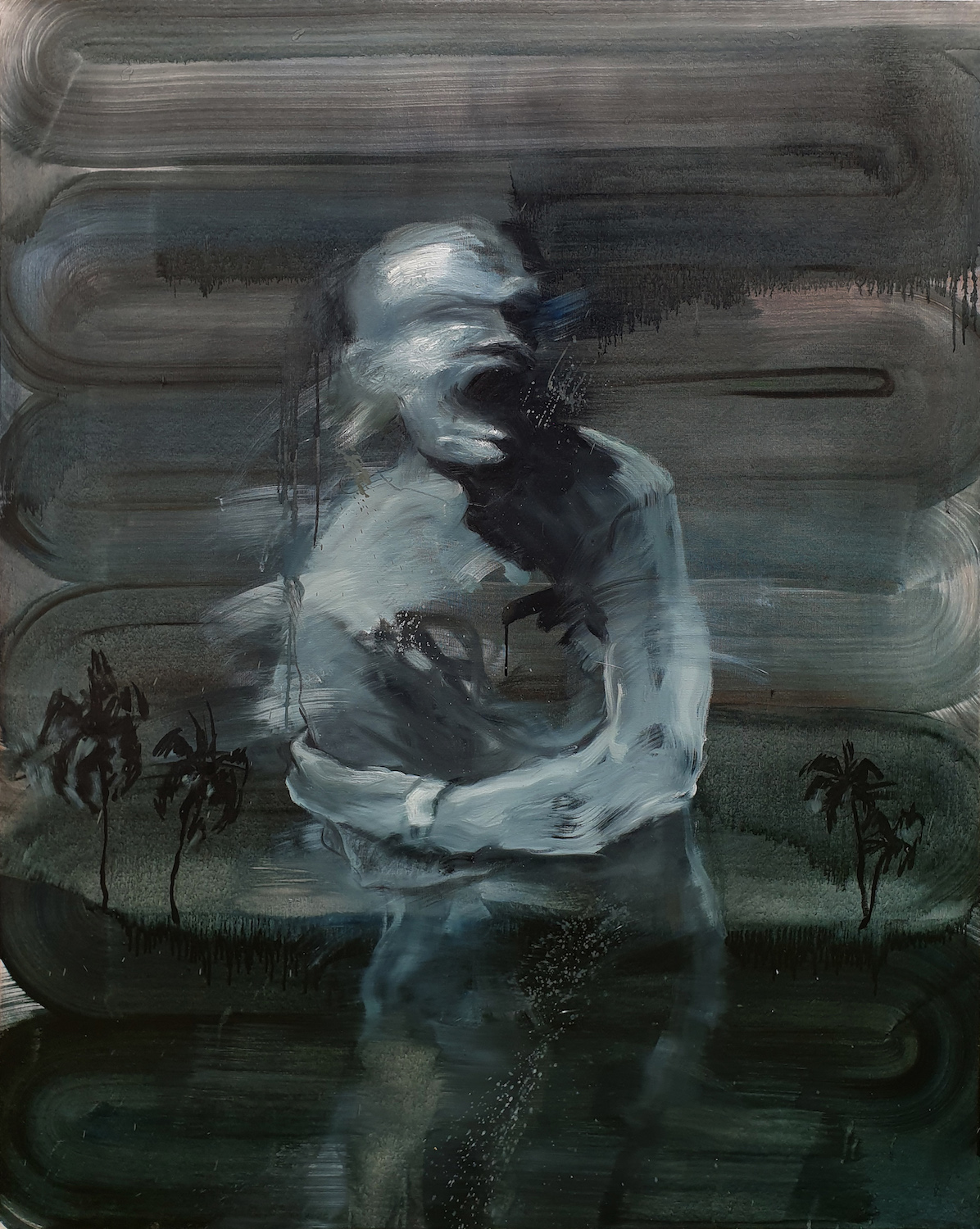 'Implosion', Allen Mack, Oil on canvas, 150 x 120 cm