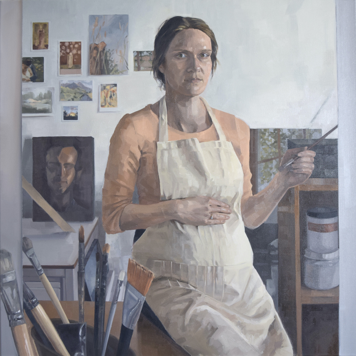'The Artist Creating', Amelia Schutter, Oil on canvas, 80 x 80 cm