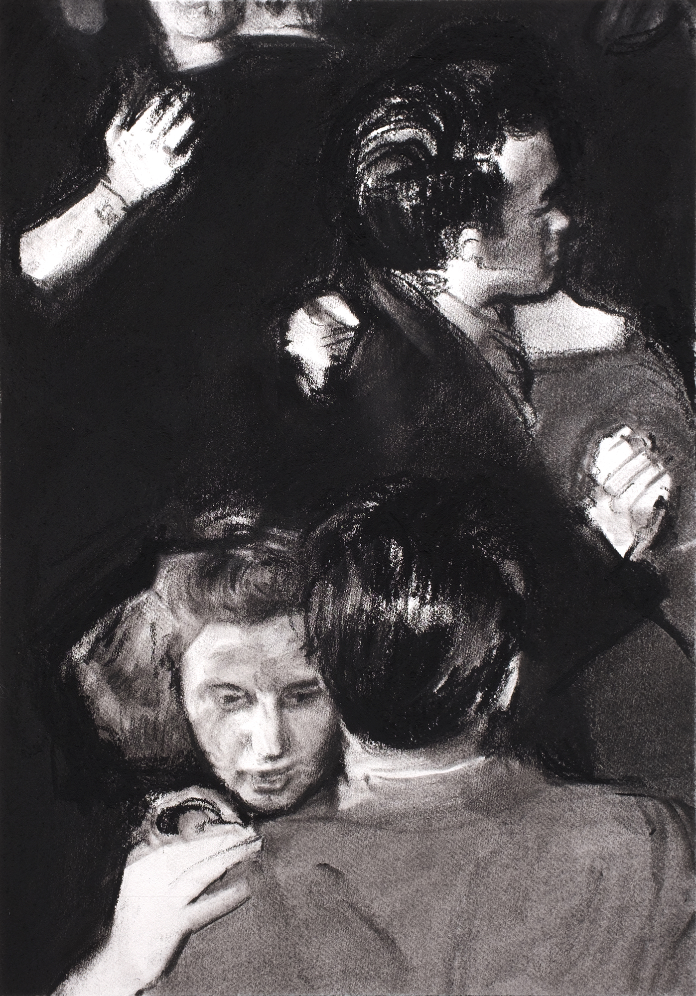 'Finish The Dance', Anthony Harvey, Charcoal on paper, 20.3 x 28 cm