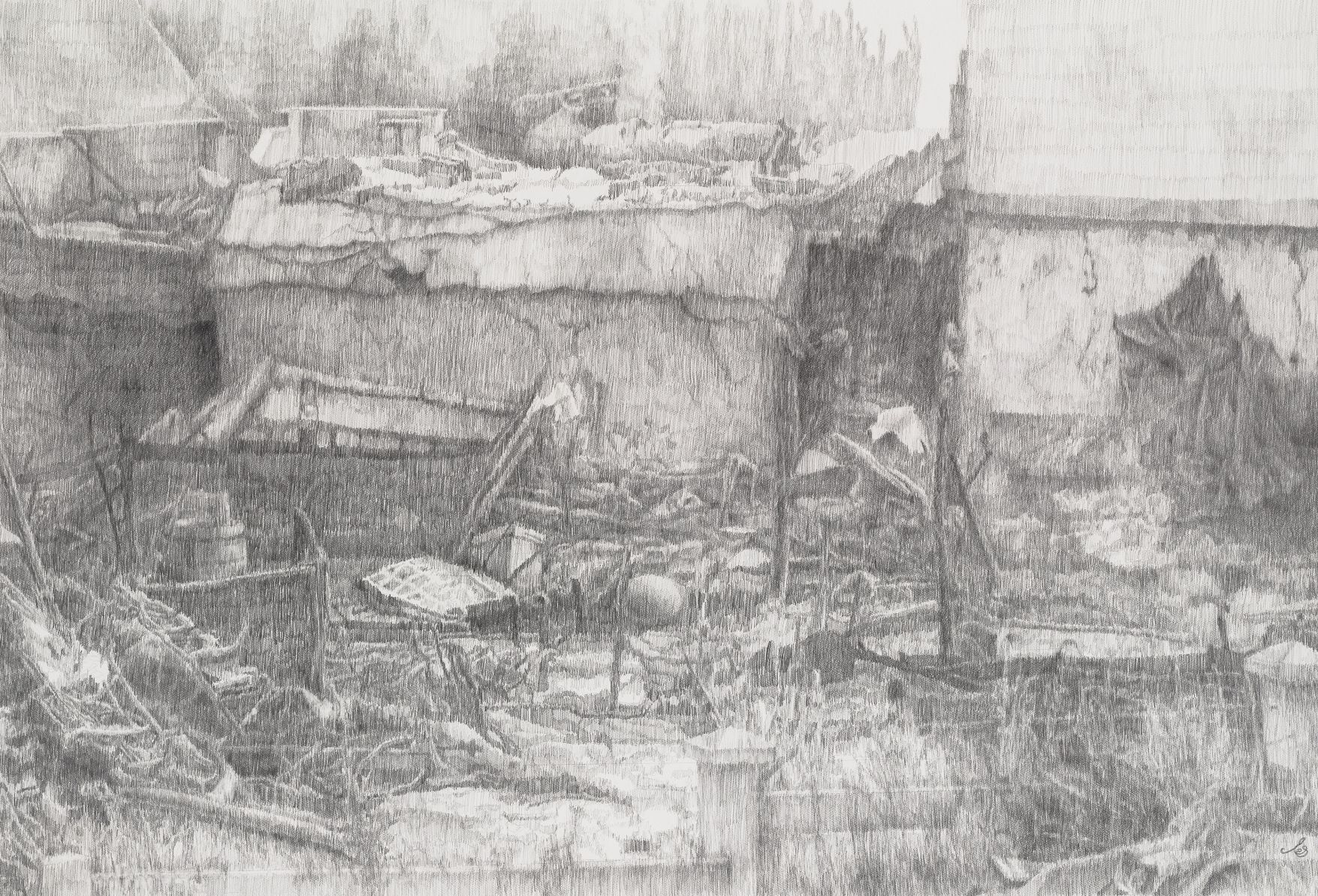 'Human Destruction', Esther Schnerr, Pencil on paper, 150 x 200 cm