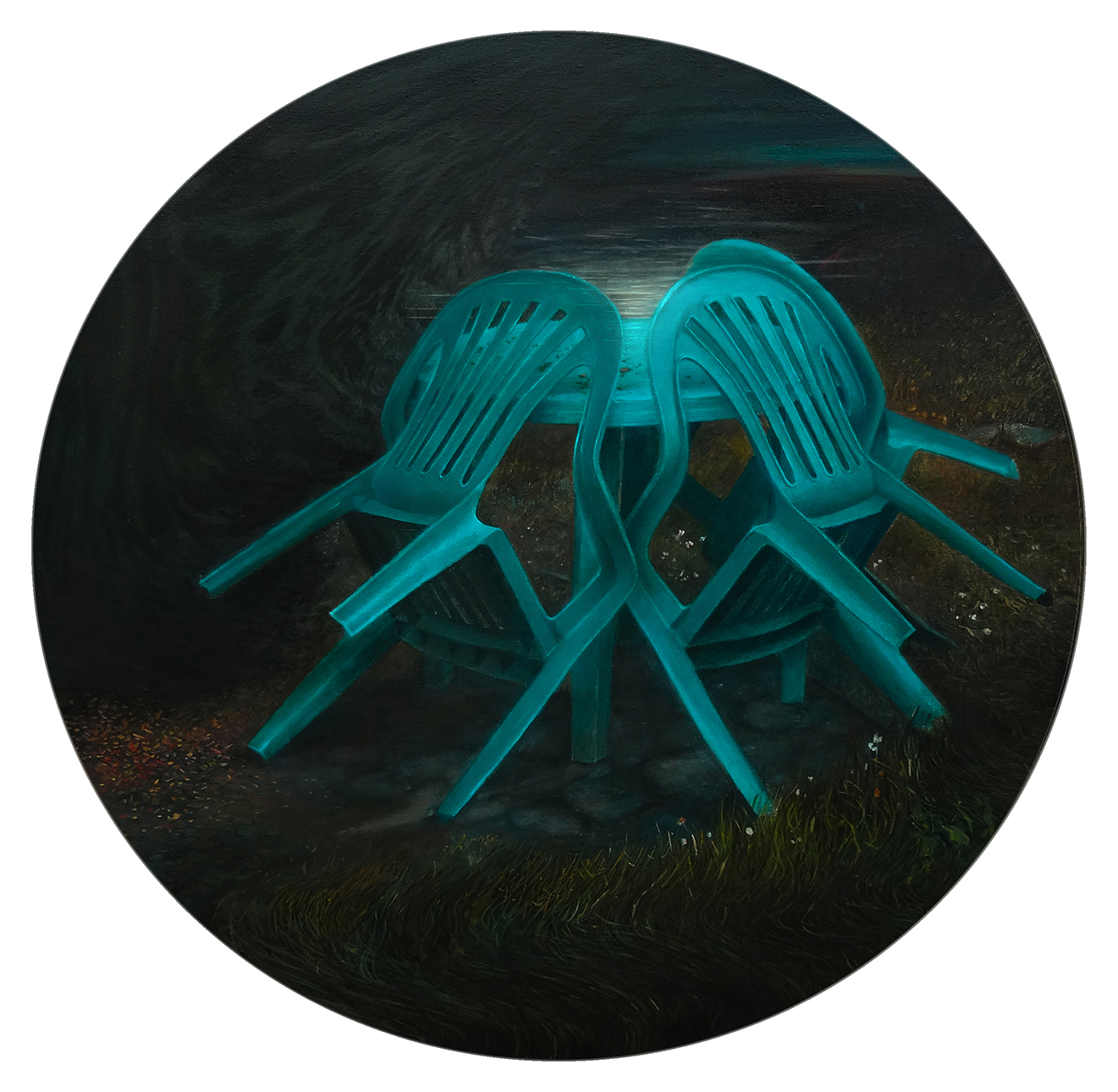 'Garden Chairs', Joanna Śmielowska-Jaremin, Oil on linen, 90 x 90 cm