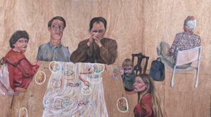 'And That Was The Last Family Dinner', Lorena Levi, Oil on plywood, 80 x 130 cm