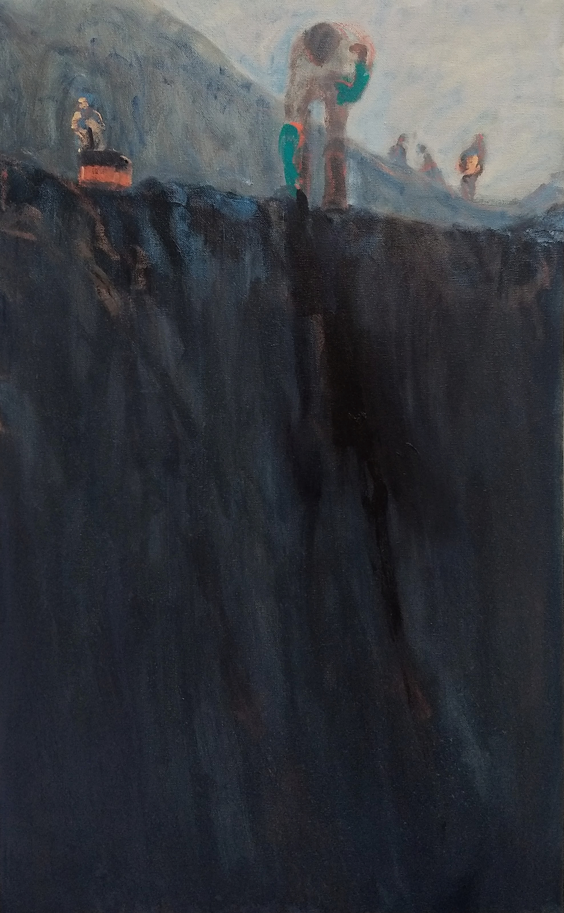 'On The Cliff', Marcia Teusink, Oil on canvas, 75 x 45 cm