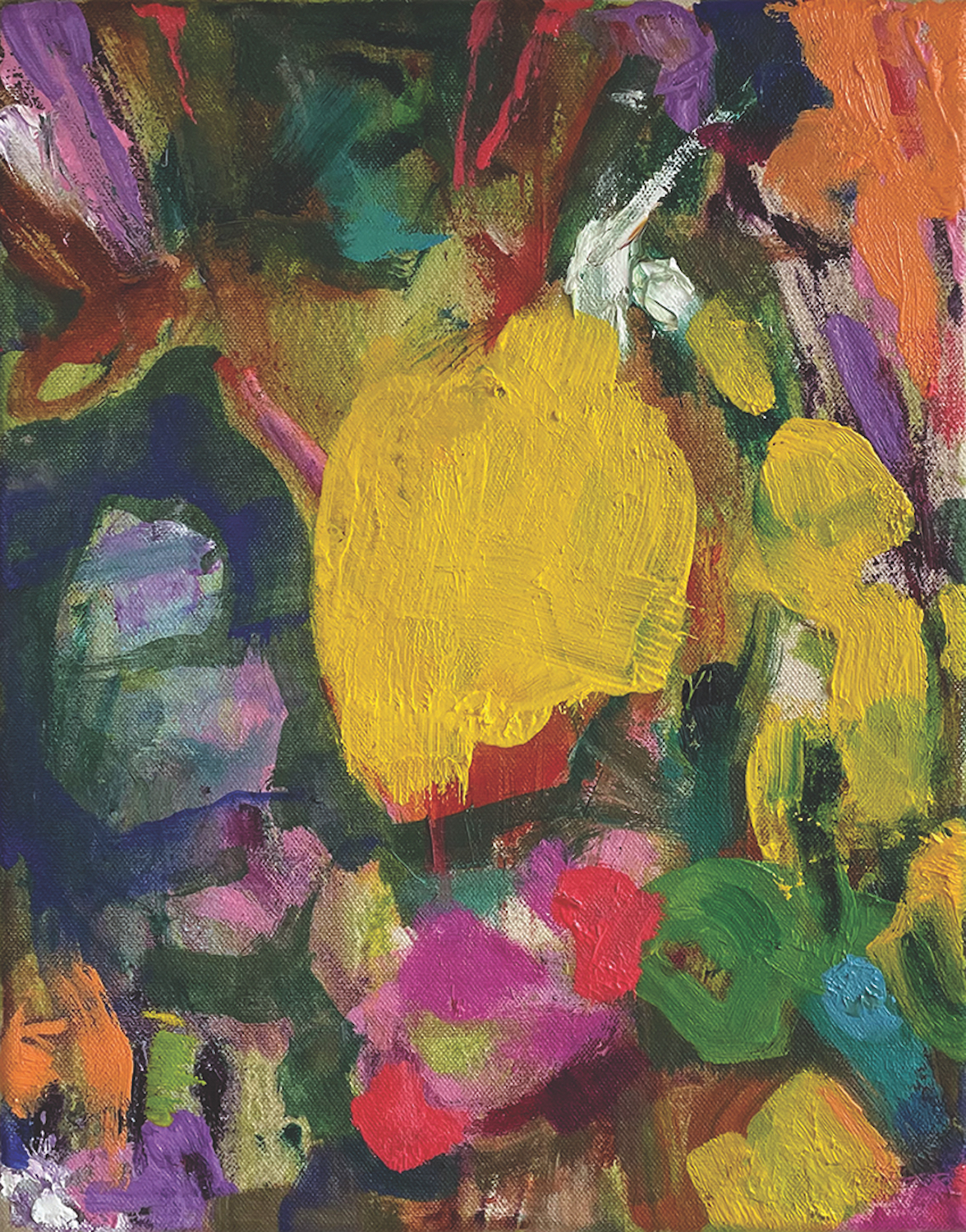 'Single Yellow Leaf', Mark Liptrott, Oil on canvas, 24 x 30 cm
