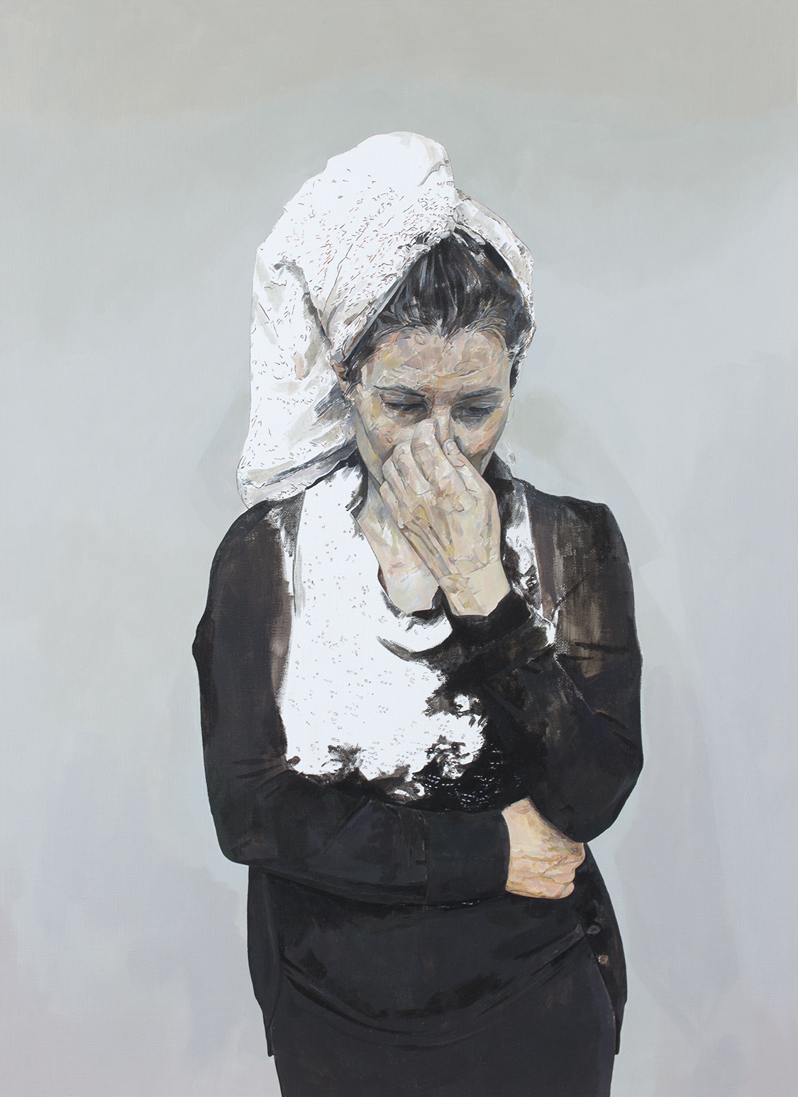 'Irene (Woman With A Hair Towel)', Michail Karaiskos, Acrylic paint on linen, 85 x 62 cm