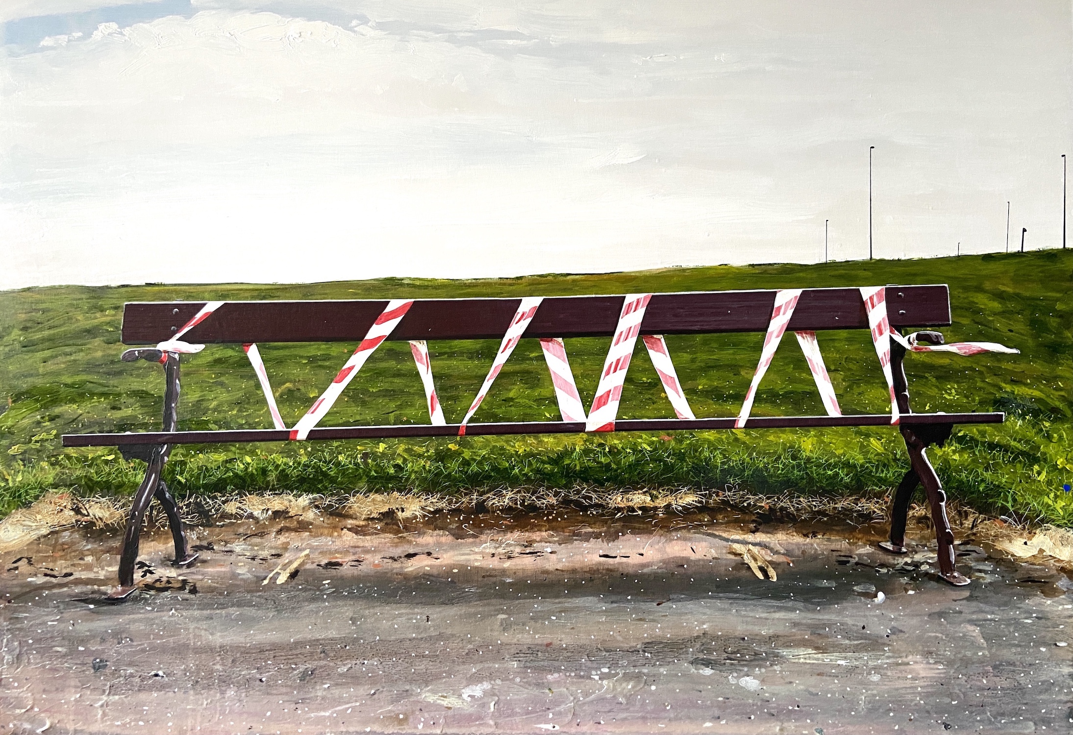 'Untitled Bench Painting (Lockdown)', Narbi Price, Acrylic on panel, 70 x 100 cm