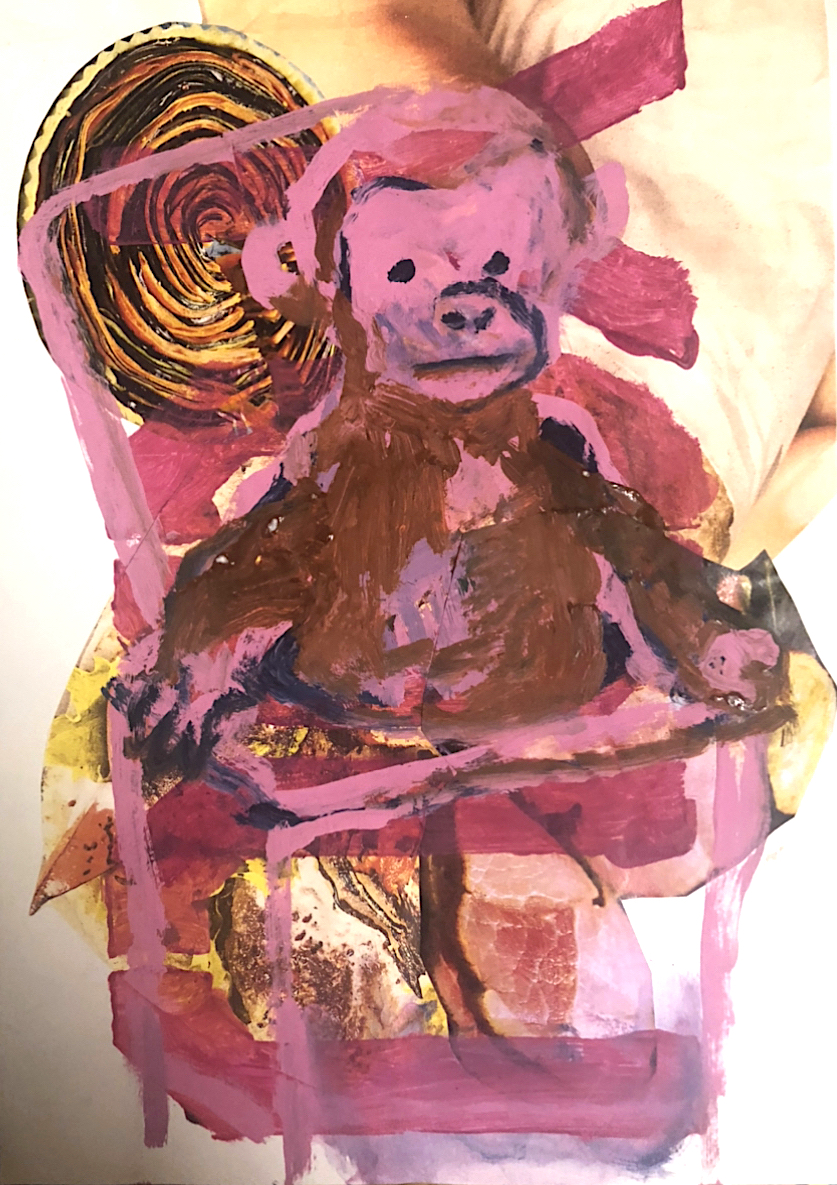'Ham Surprise', Sabrina Shah, Acrylic and collage on paper, 30 x 42 cm