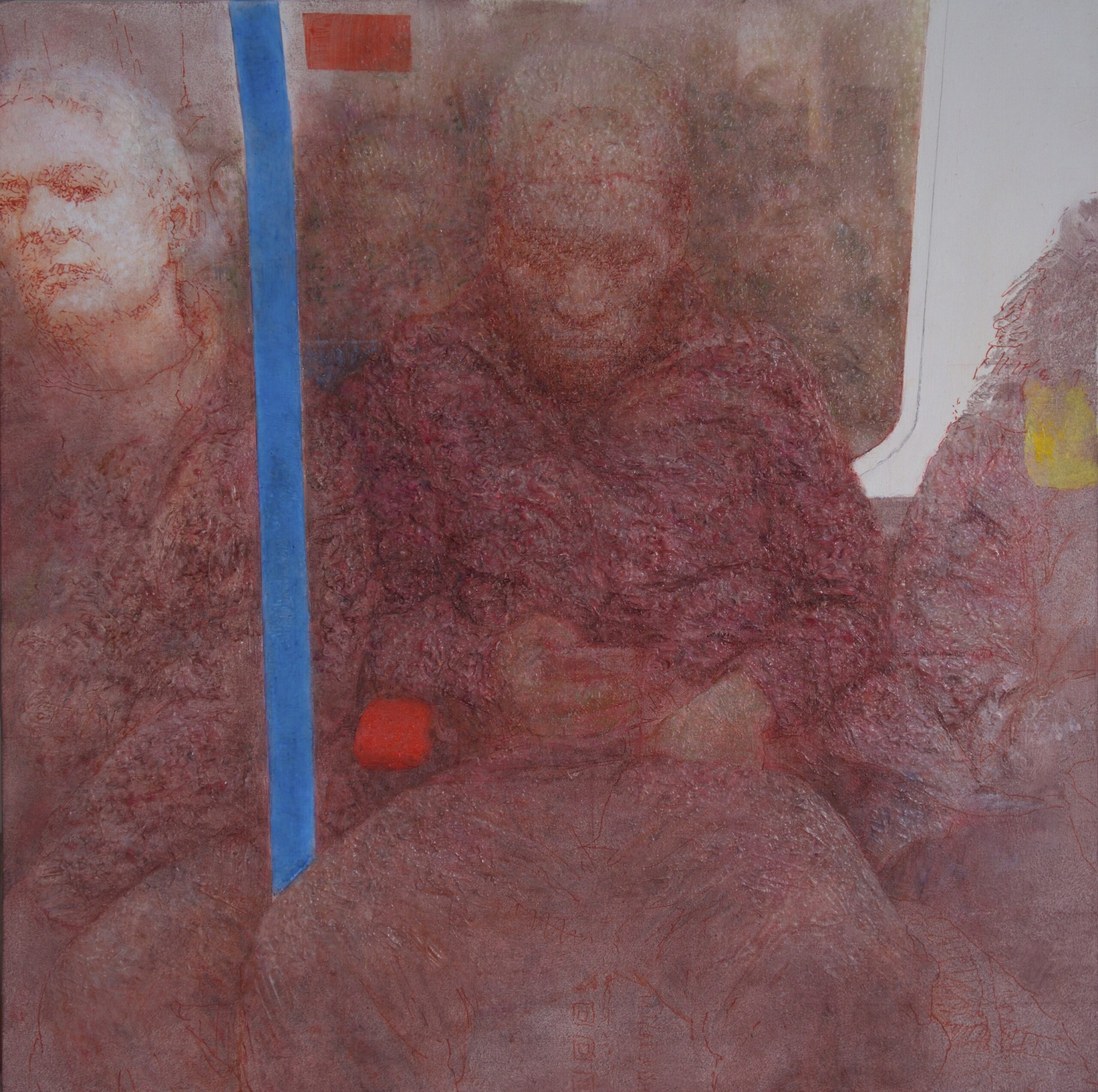 'Passengers', Sara Rossberg, Acrylic medium, various, + pigment on linen, 120 x 120 cm