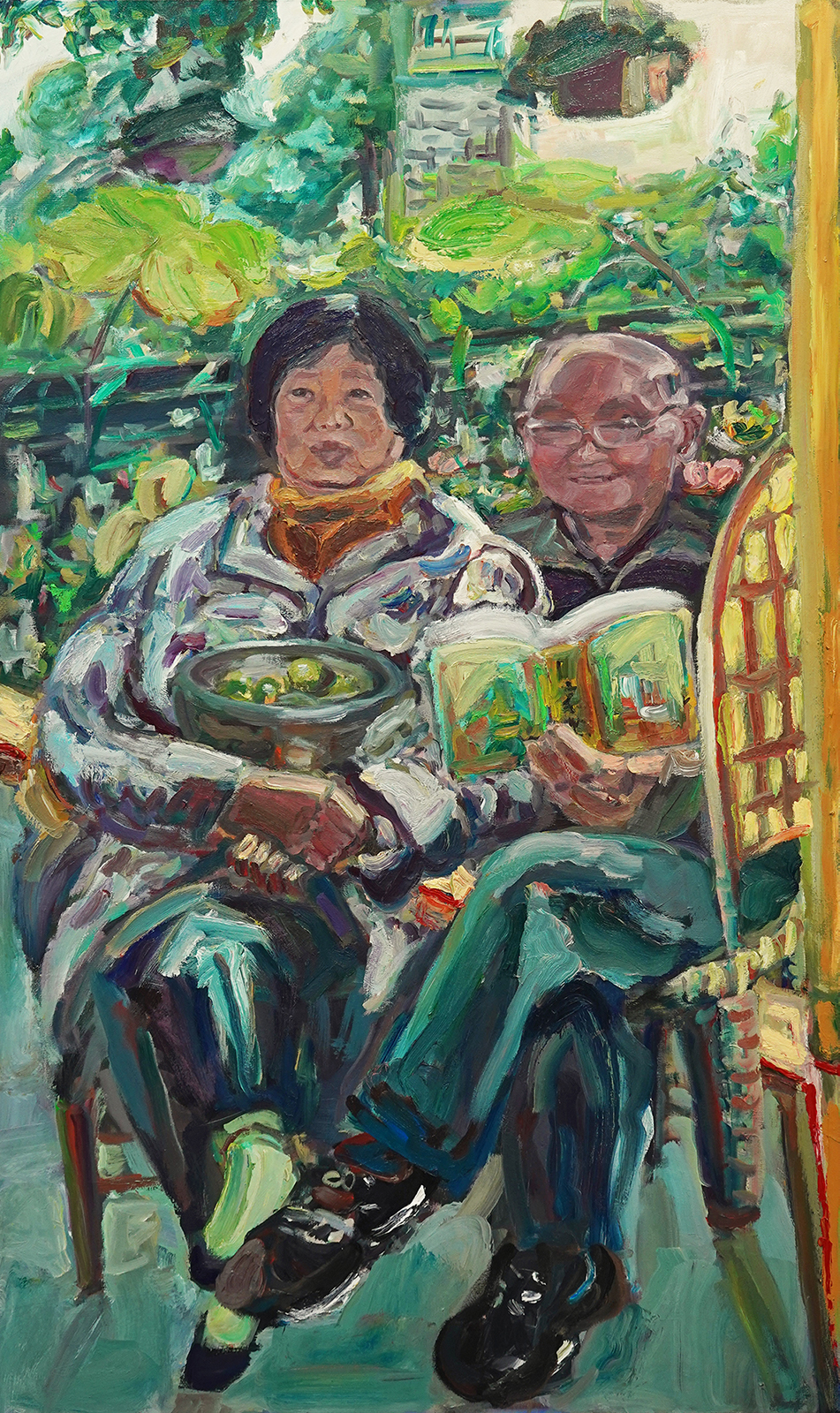 'She And Her Husband', Siyao Lu, Oil on canvas, 152.4 x 91.4 cm