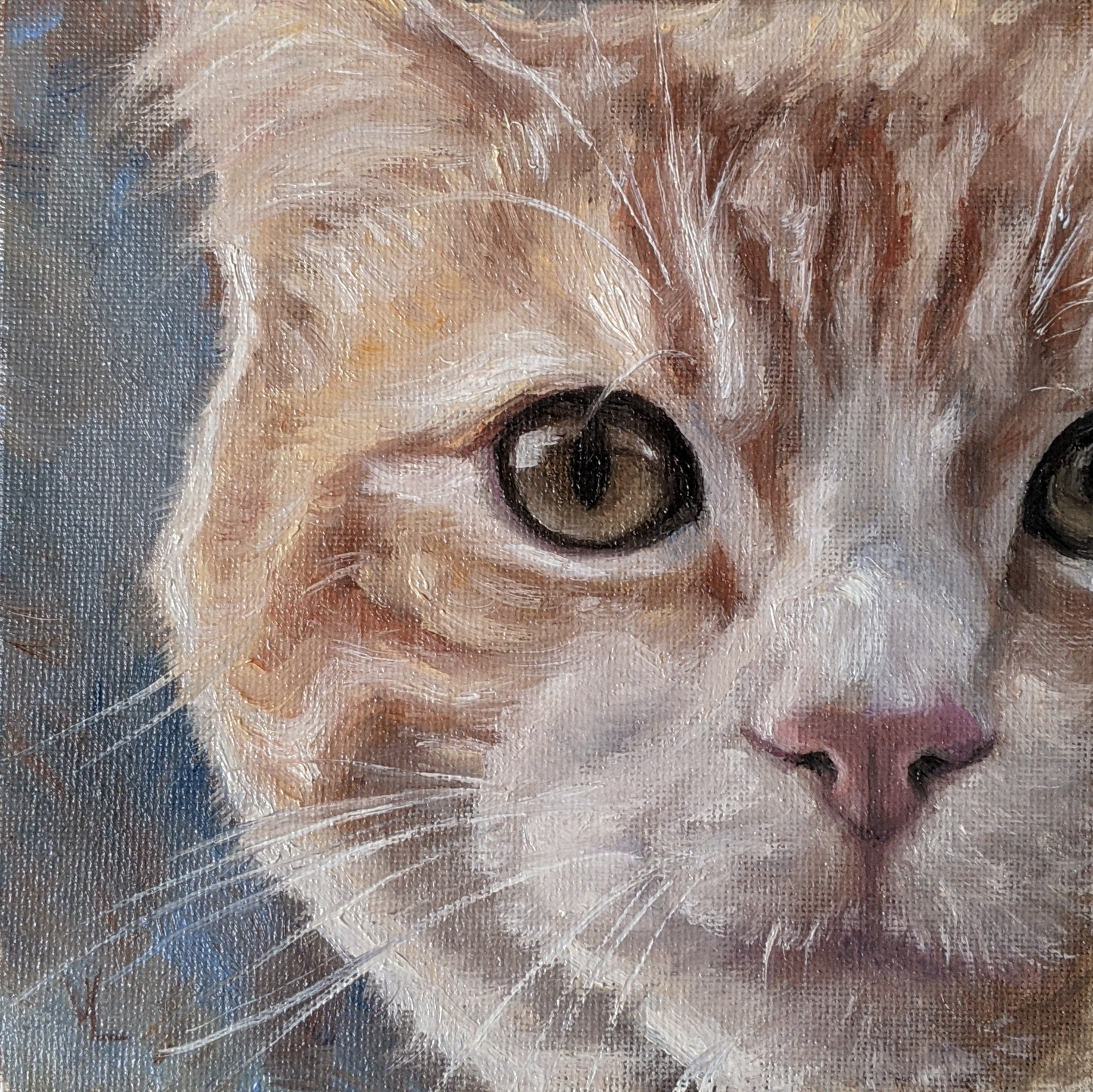 'Cat Eyes', Vicky Lin, Oil on canvas panel, 15 x 15 cm