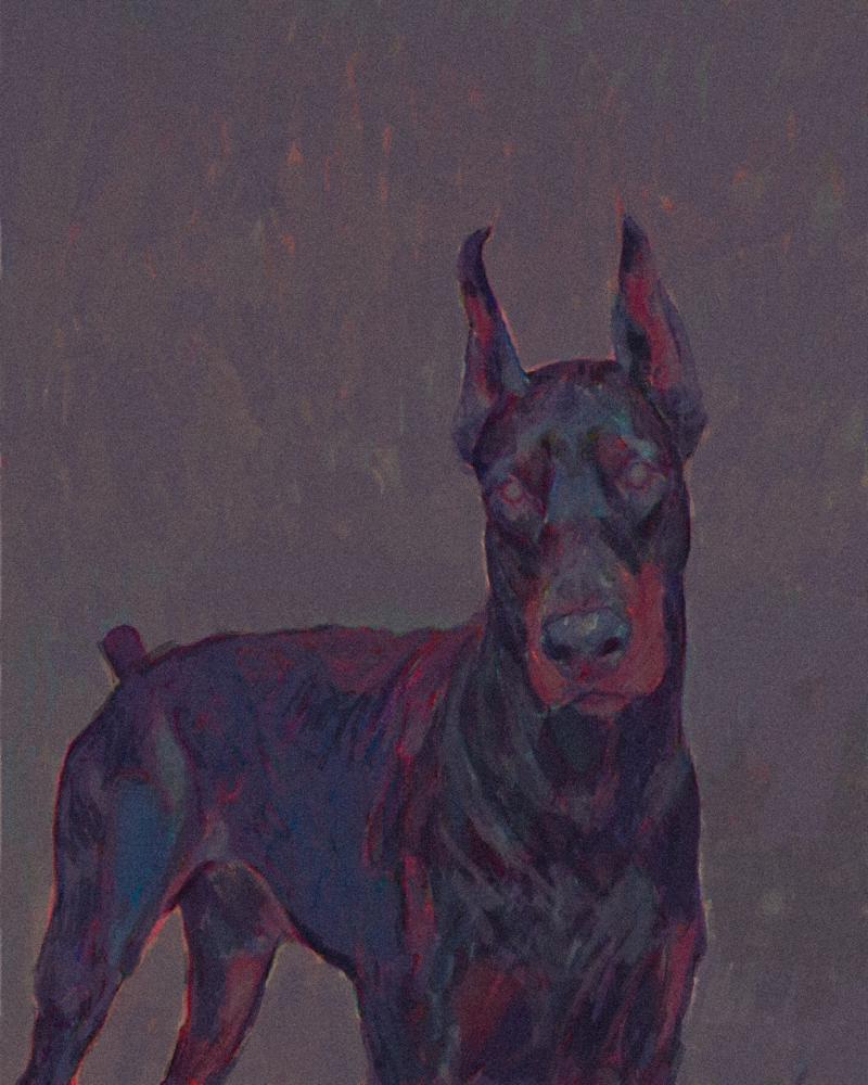'Black Dog', Xi Chen, Comprehensive materials on canvas, 50 x 40 cm