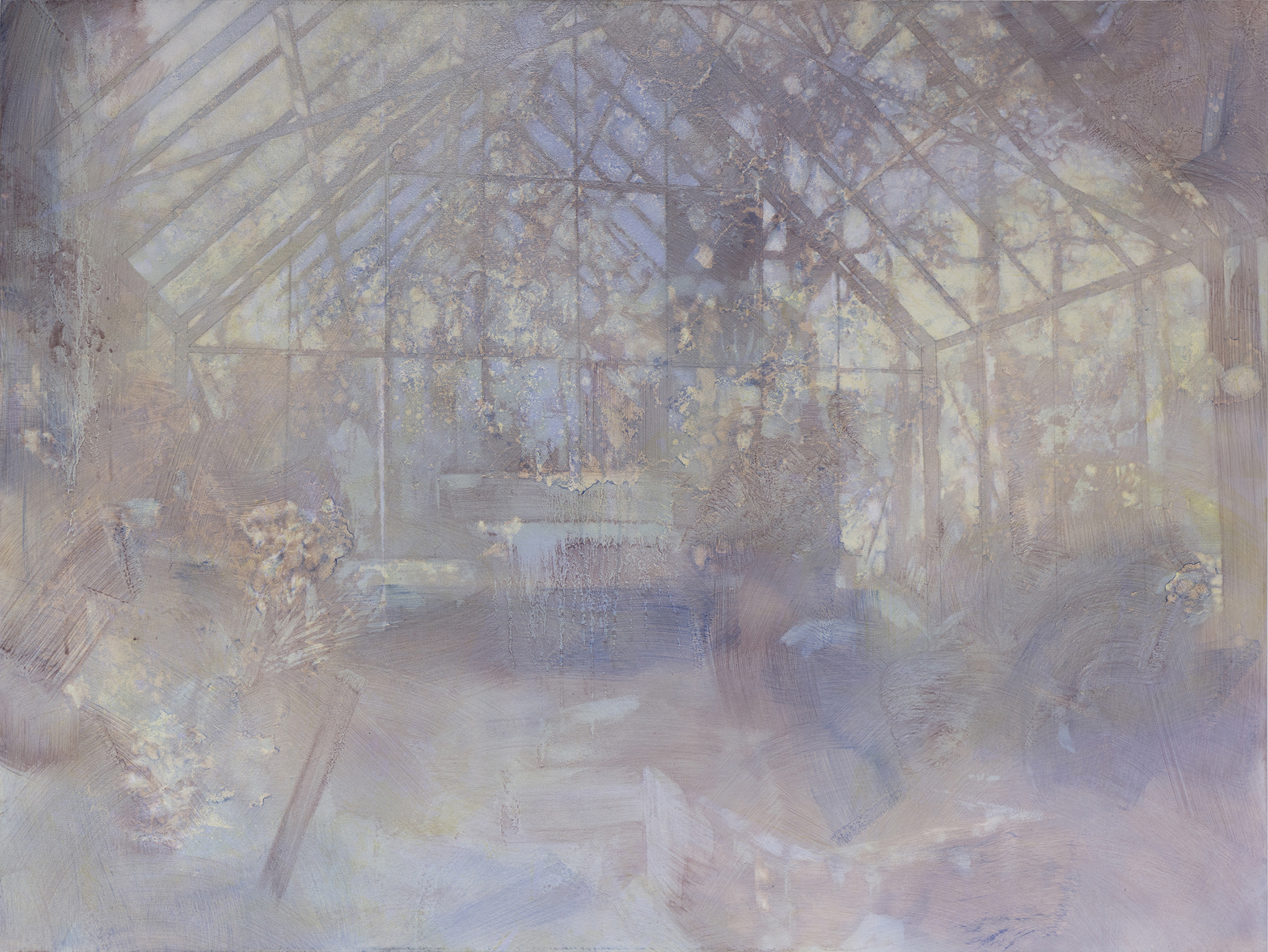 'Glass Curtains VI', Fleur Patrick, Oil and Pencil on Canvas, 90 x 120 cm