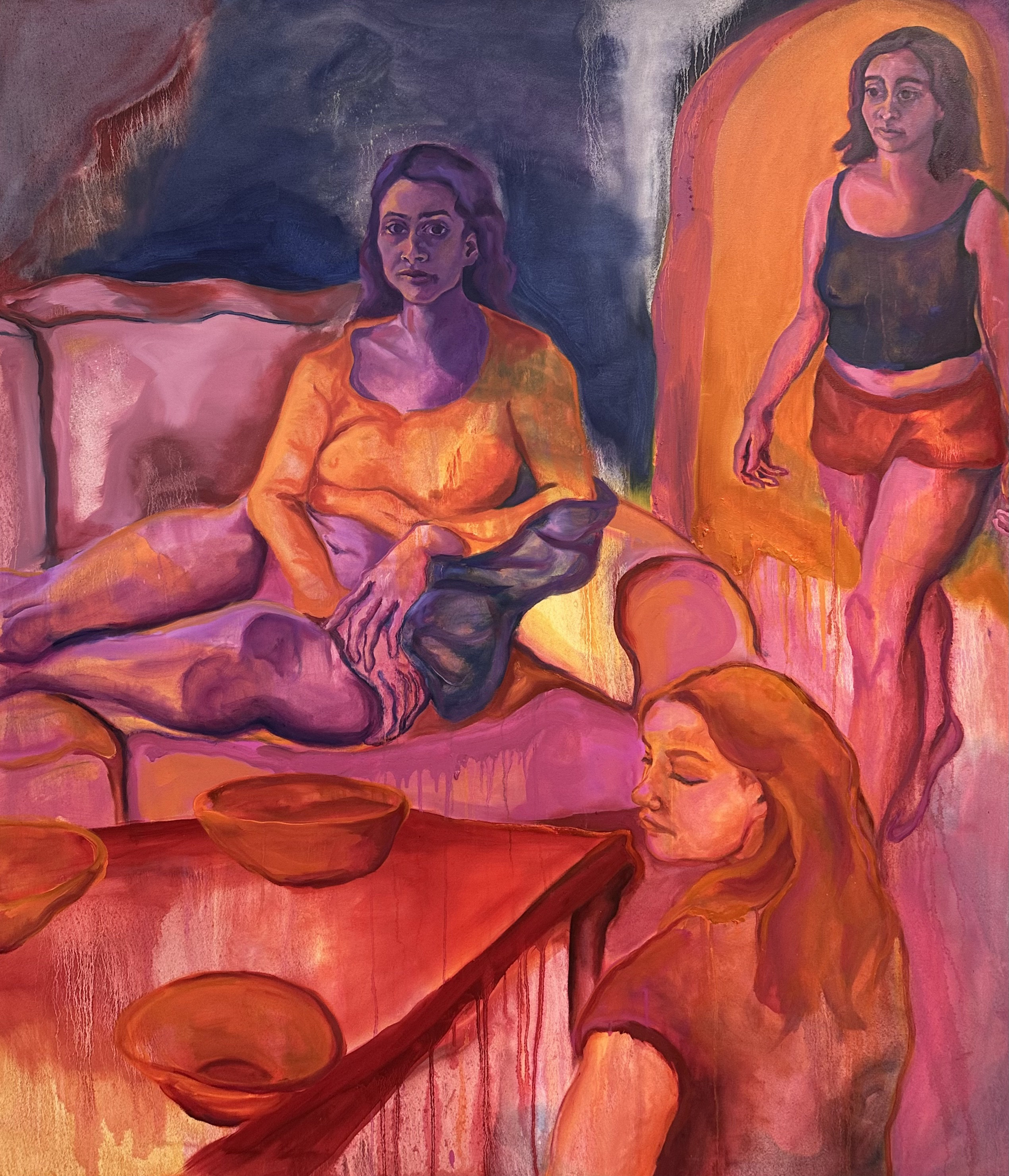 'If we're vessels, then I'm full of meals cooked for one another', Tabitha Rose Owen, Oil on Canvas, 180 x 155 cm