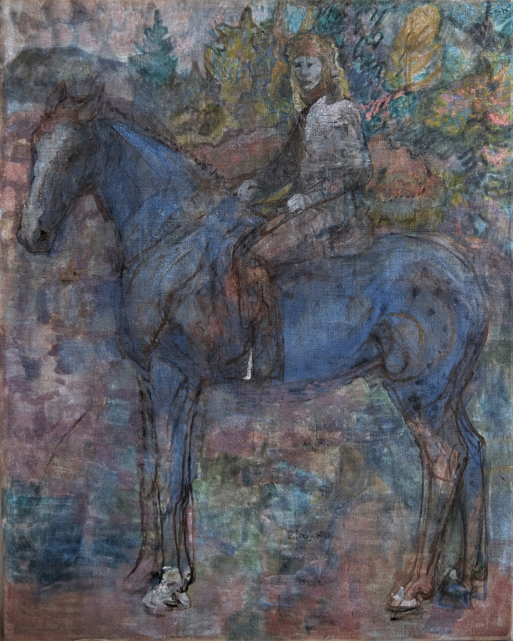 'The Portrait of a Horsewoman', eugenie vronskaya, Oil on Fabric, 155 x 125 cm